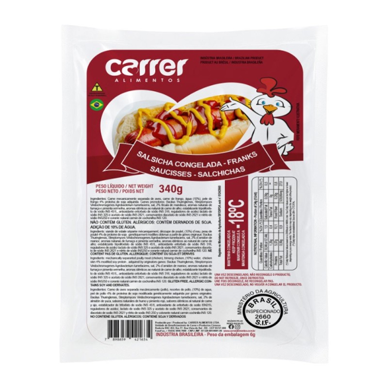 Salchicha de Pollo/Cerdo CARRER 340g Salchicha de Pollo/Cerdo CARRER 340g